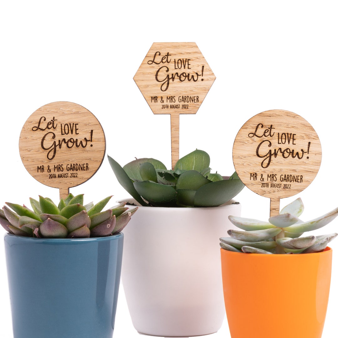 Succulent Cactus Plant Stakes Personalised Wedding Favours
