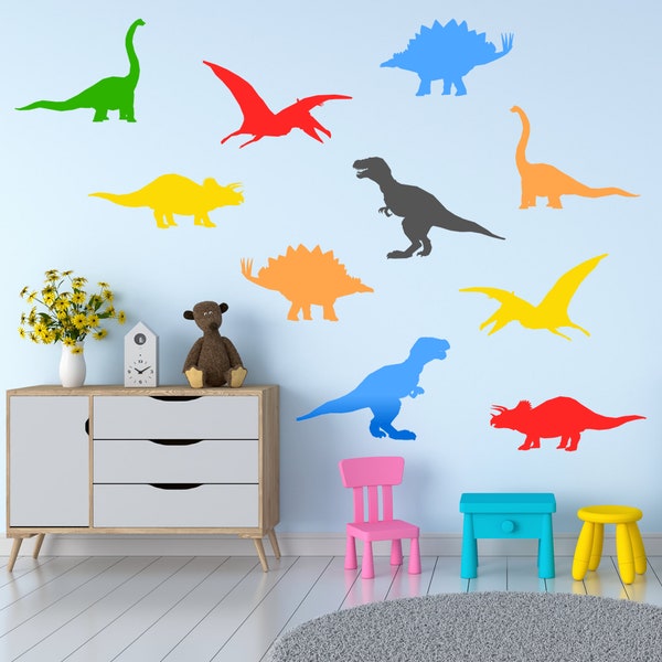 Ensemble de pochoirs en forme de dinosaure (paquet de 5), modèles de peinture murale réutilisables pour dinosaures, formes de pochoirs DIY, chambre à coucher ou chambre à coucher pour enfants