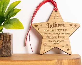 Fathers Are Like Stars, Christmas Gift For Dad Daddy, Wooden Hanging Star Plaque Sign