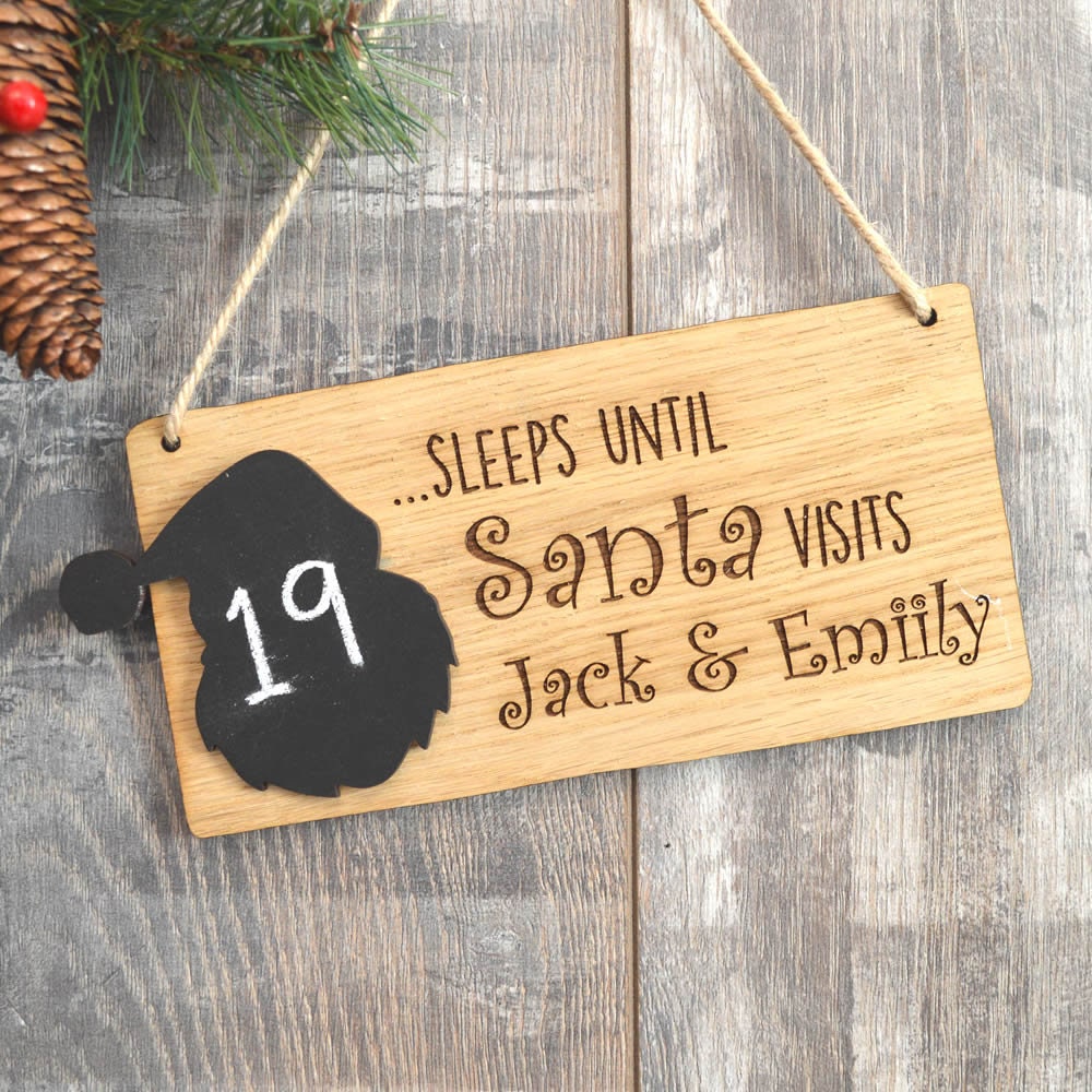 Days Until Christmas Sleeps Till Santa Visits Chalkboard Etsy