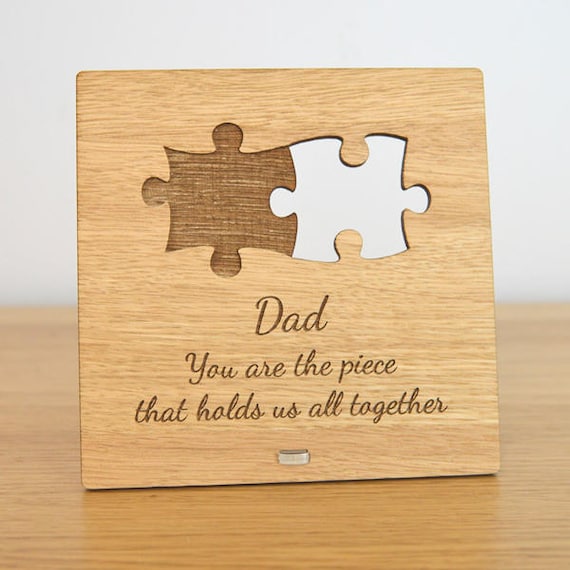 personalised fathers day gift idea like a dad oak veneer free standing jigsaw