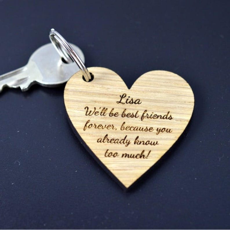 Personalized Wood Jigsaw Keyring Set, Engraved Friendship Gift