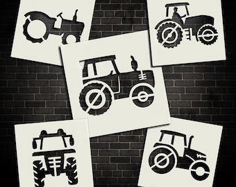 Plantillas de tractor reutilizables de Mylar para decoración de granja (juego de 5)