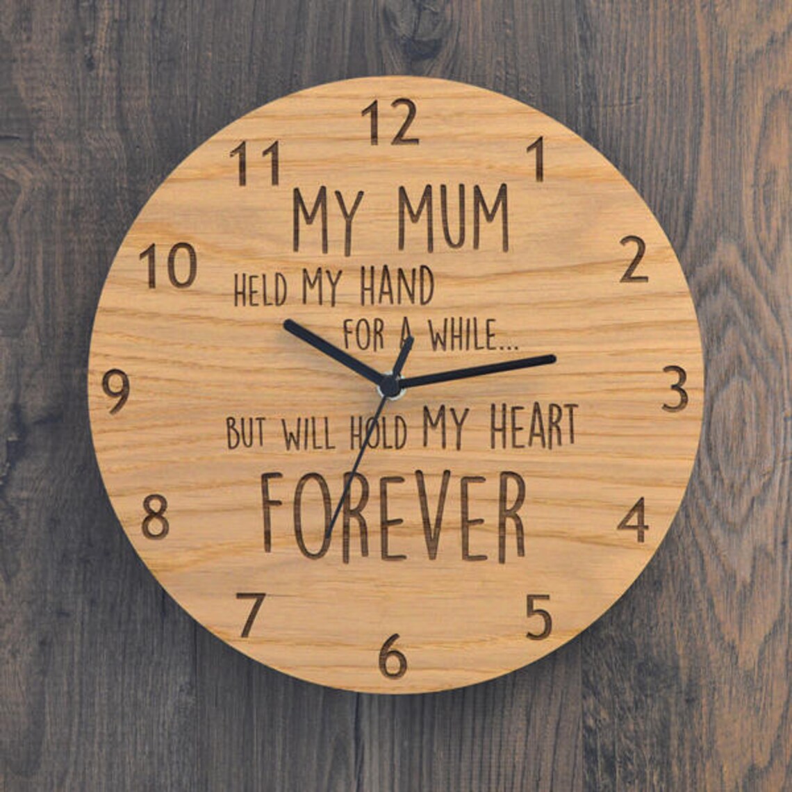 Oak Wooden Mother's Day Clock Personalized Held My Hand Etsy