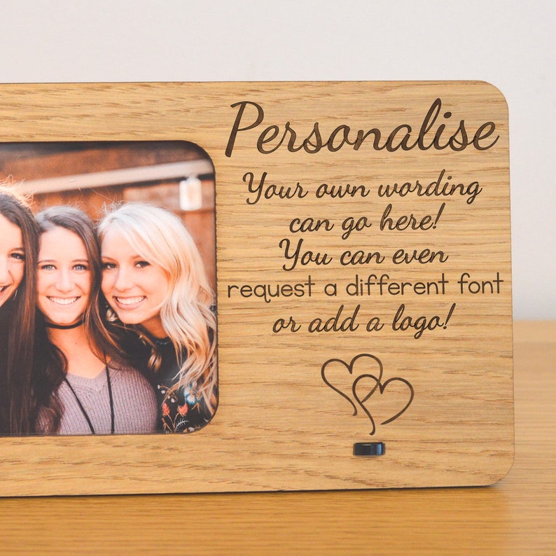Personalised Oak Wooden Photo Frame Custom Text Wording - Etsy