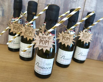 Baby Shower Favour Tags For Prosecco Champagne Bottles - Personalised Engraved Wooden Gift Keepsake