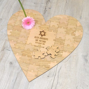 Personalised Heart Shaped Guestbook - Jewish Girls Bat Mitzvah Personalized Guest book Jigsaw Puzzle Piece