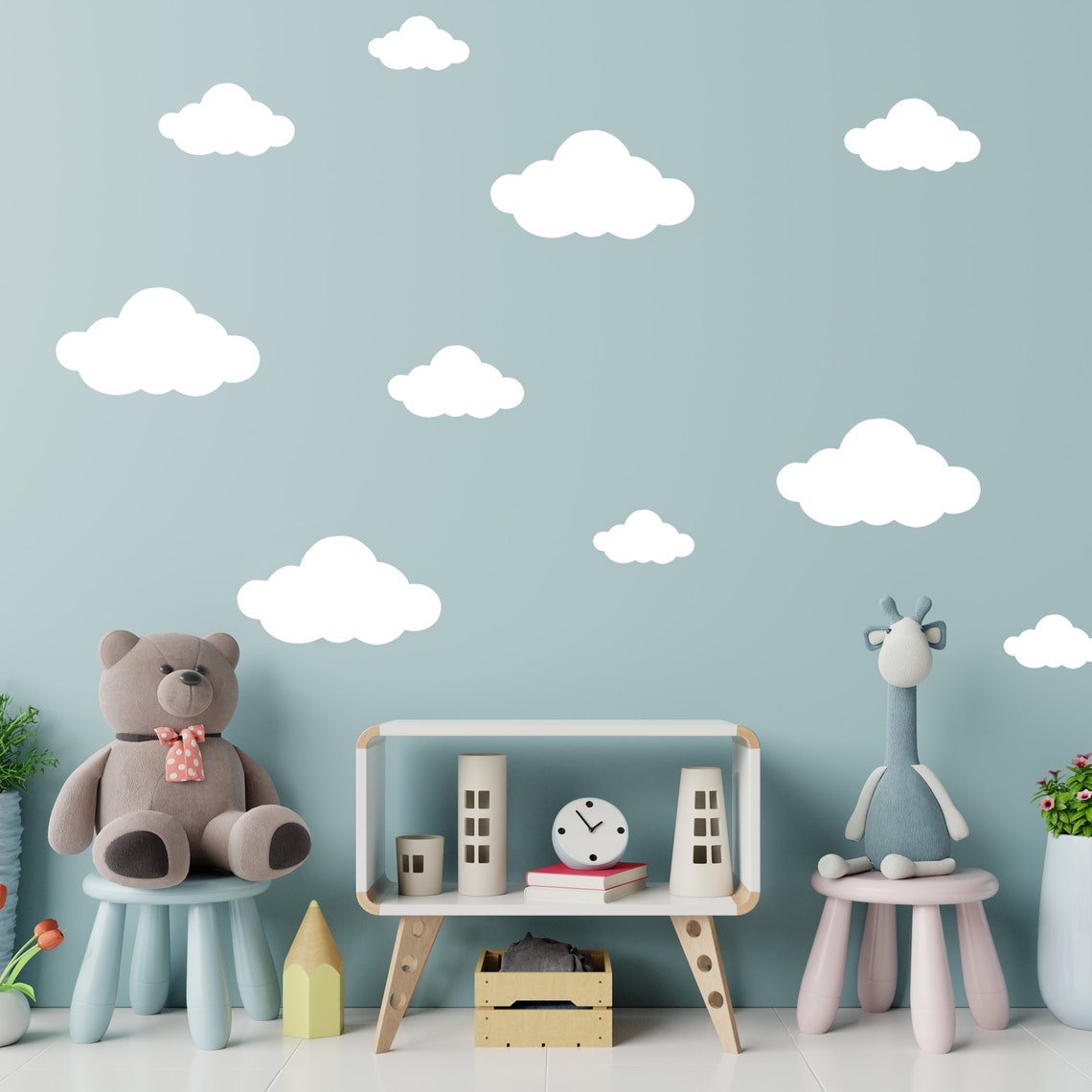 Fluffy Cloud Wall Stencil for Baby's Nursery or Kids Bedroom Painting ...