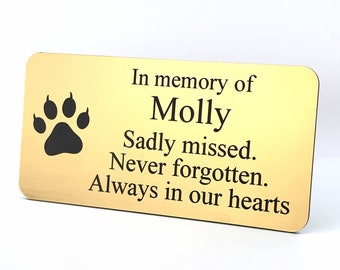 Personalised Cat Memorial Plaque - Bench, Grave Marker Or Tree - Engraved Metal Finish