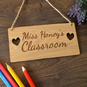 Classroom Door Sign - Personalised Christmas Teacher Gift - Wooden Thank You Present