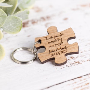 Jigsaw Puzzle Keyring - Wooden Wedding Favours