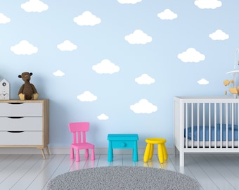 Plantilla de pared de nube esponjosa para la decoración de la habitación del bebé o del dormitorio infantil.