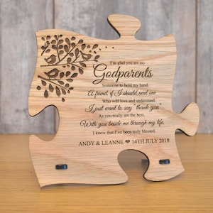 Unique Godparents Gift Wooden Jigsaw Puzzle Plaque, God Parents Present Idea, Godparent Sign, Personalised Personalized Godmother Godfather