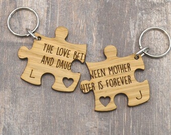 The Love Between Mother And Daughter Is Forever Personalised Jigsaw Keyring Set