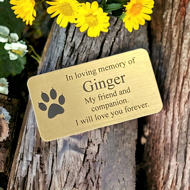 Cat Memorial Metal Plaque in Gold Brass Silver Copper - Made From Flexible Compound Material