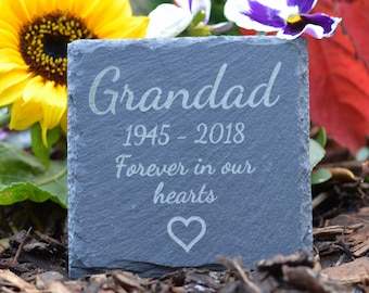 Square Memorial Slate Sympathy Bereavement Gift - Personalised Engraved Gravestone Marker Plaque Personalized Headstone Grave Stone