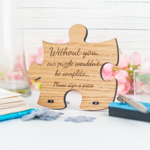 Personalised Jigsaw Puzzle Wooden Wedding Sign, Personalized Plaque, Custom Wording, For Guestbook Table Names Number Candy Buffet Top Table