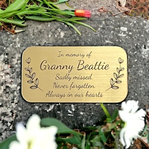 Personalised Memorial Plaque for Bench or Grave Marker - Engraved Metal Finish Sign