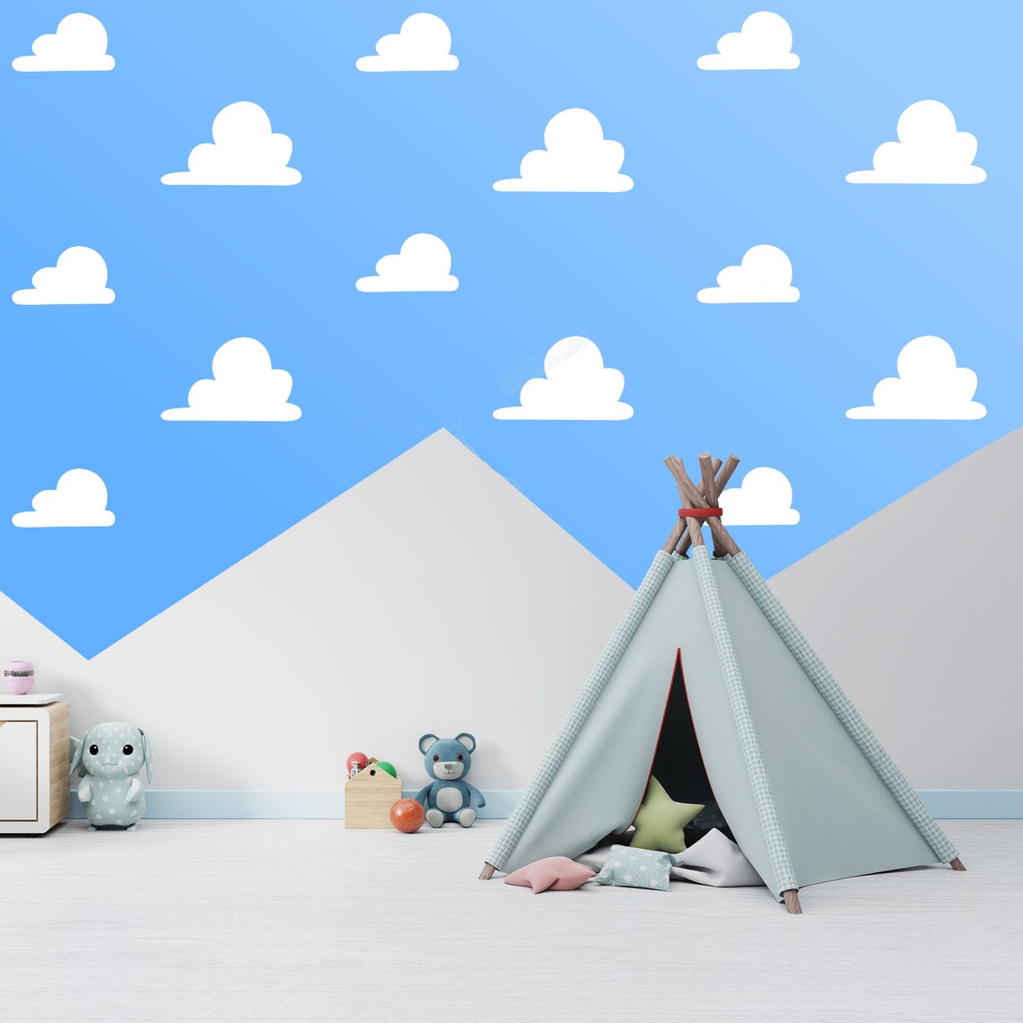 Large Cloud Wall Stencils SET Toy Room Story Book Stencil Etsy