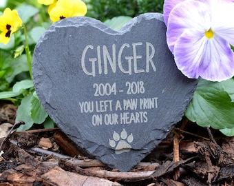 Personalised Memorial Plaque For Cat - Engraved Heart Slate Grave Stone Pet Headstone Marker
