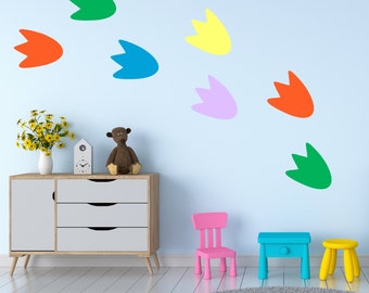 Süße Dinosaurier Fußabdruck Wand Schablonen - Schablone für Kinder Schlafzimmer Kindergarten
