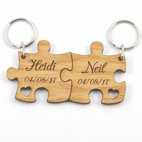 Personalised Wedding Anniversary Celebration Gift Jigsaw Keyrings FREE GIFT BAG Personalised Wedding Anniversary Celebration Gift Jigsaw Keyrings FREE GIFT BAG