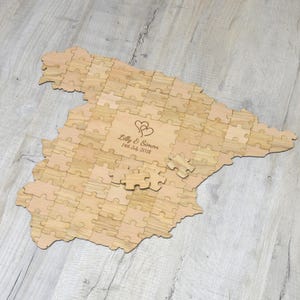 &quot;Personalisiertes Land geformtes hölzernes Puzzle-Gästebuch - &quot;&quot;Personalisierte Landkarte&quot;&quot;&quot;