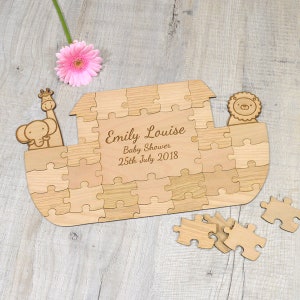 Noah&#39;s Arc Shaped Personalized Jigsaw Puzzle Guestbook - Personalised For Baby Shower First Birthday Party