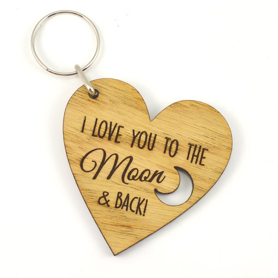 Personalized Valentines Gifts For Boyfriend, Valentine Custom Gifts, Couple Keychain, I Love You To The Moon And Back Keychain