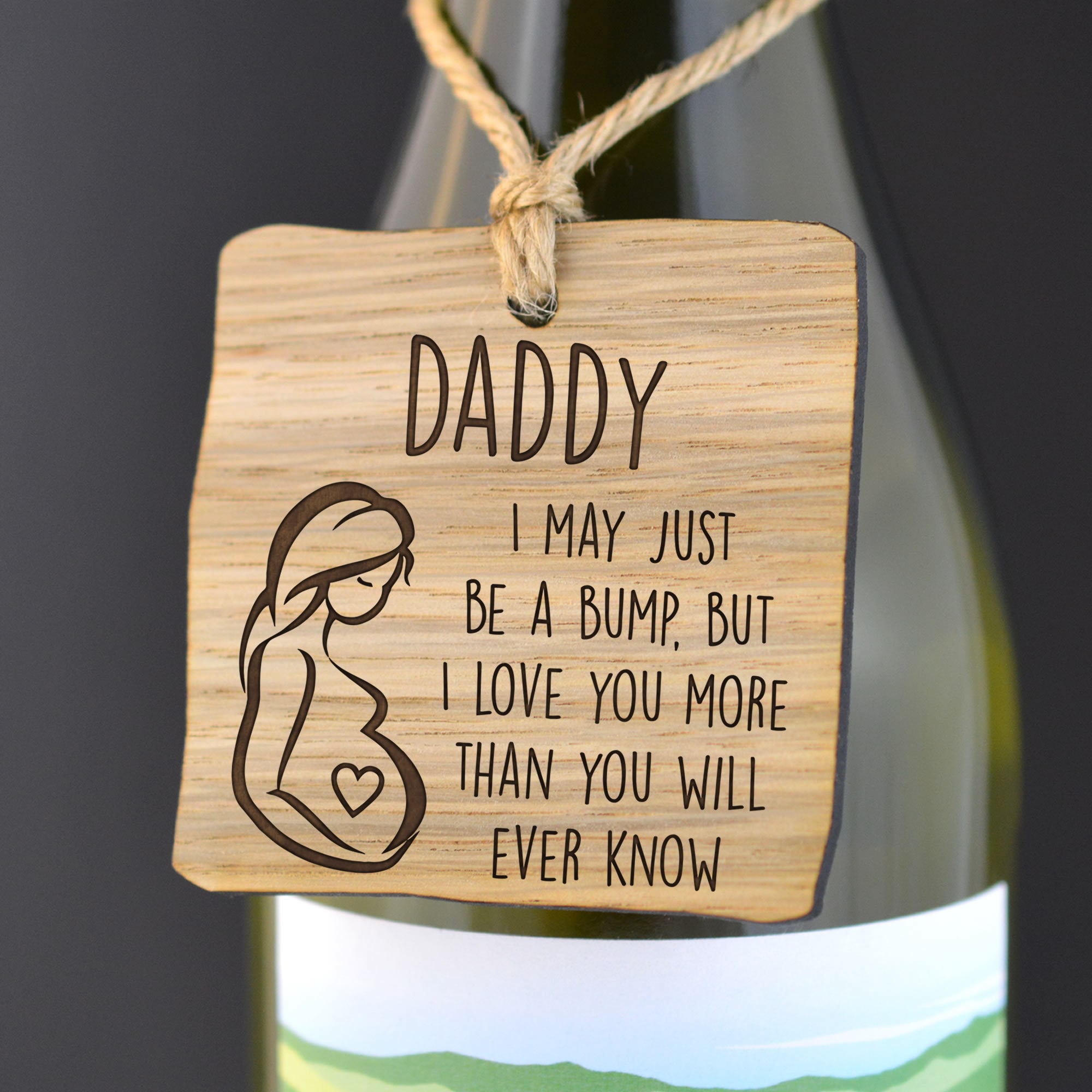 Fathers Day Gift From Unborn Baby Pregnant Mother Wooden Gift Tag