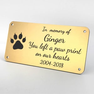 Cat Memorial Metal Plaque in Gold Brass Silver Copper - Made From Flexible Compound Material