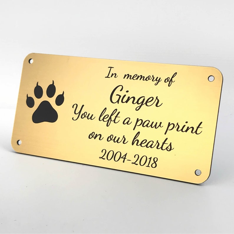 Cat Memorial Metal Plaque in Gold Brass Silver Copper - Made From Flexible Compound Material