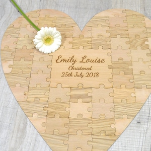 Personalized Heart Christening Guestbook - Personalised Jigsaw Puzzle Unique Christened Idea