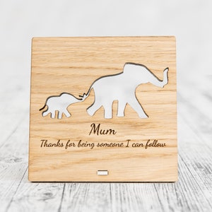 Elephant Mother and Child Wooden Plaque Personalized Mothers Day Sign for Mum Mummy Personalised Elephants Gift Present Idea Mummy Baby image 1