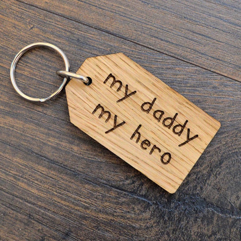 My Daddy My Hero Fathers Day Keyring Daddy Birthday | Etsy