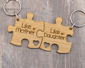 Like Mother Like Daughter - Jigsaw Keyring Set For Mothers Day Gift Present Idea