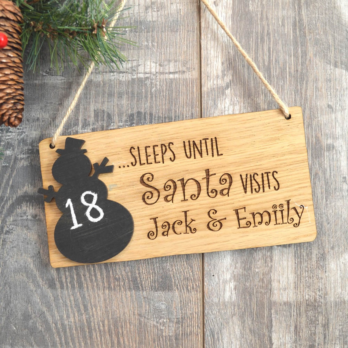 Days Until Christmas Sleeps Till Santa Visits Chalkboard Etsy