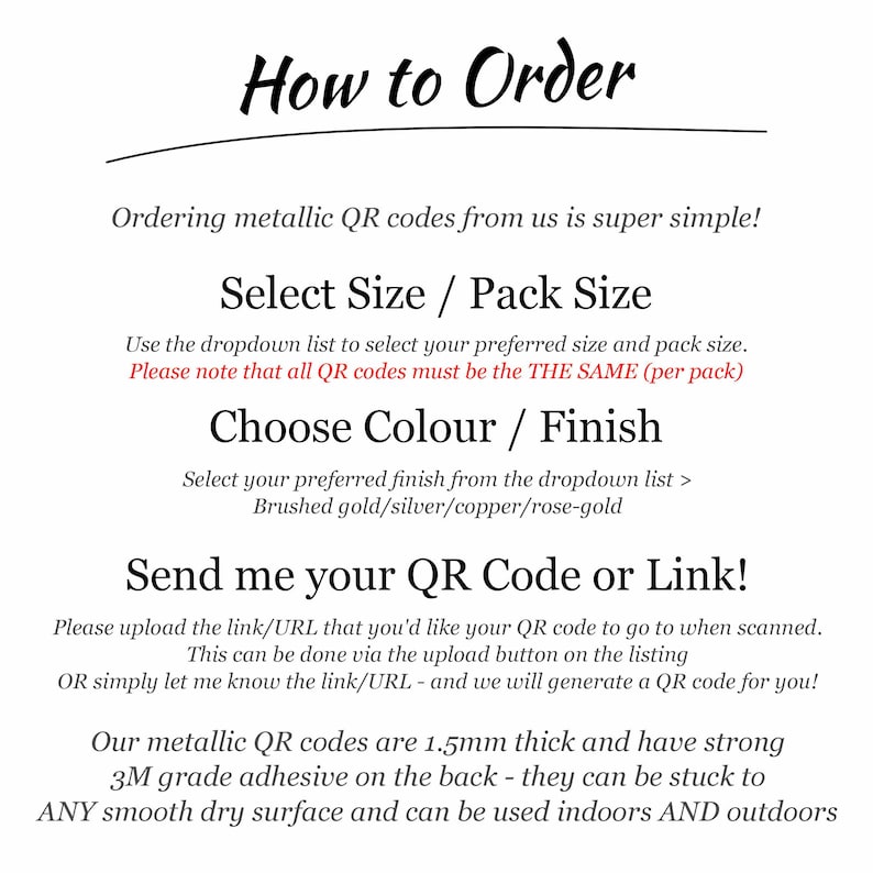 Bulk Metal QR Code Stickers - Adhesive Outdoor Sign Plaque - Made From Flexible Compound Material