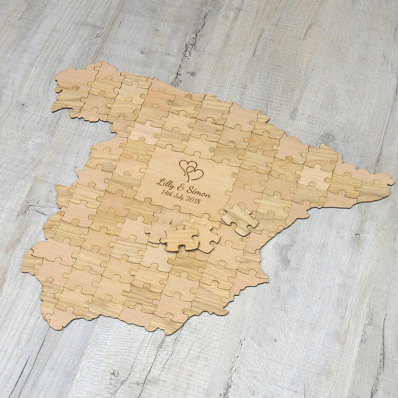 Personalised All Countries Location Wedding Personalized Country Shaped Wooden Jigsaw Puzzle Guestbook