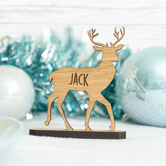 Rennes En Bois Debout Personnalisables – Grand (20 Cm) Et Petit (15 Cm) – Décoration Table Noël - 5