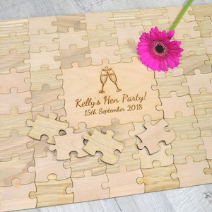 Personalized Hen Party Jigsaw Puzzle Guestbook - Personalised Bachelorette Party Unique Guest Book Idea