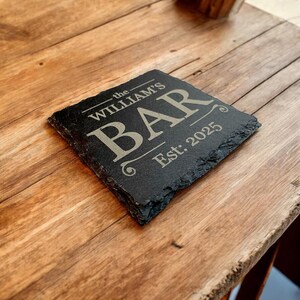 Posavasos de pizarra personalizados - Juego de posavasos de bar con grabado personalizado