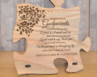 Unique Godparents Gift Wooden Jigsaw Puzzle Plaque, God Parents Present Idea, Godparent Sign, Personalised Personalized Godmother Godfather