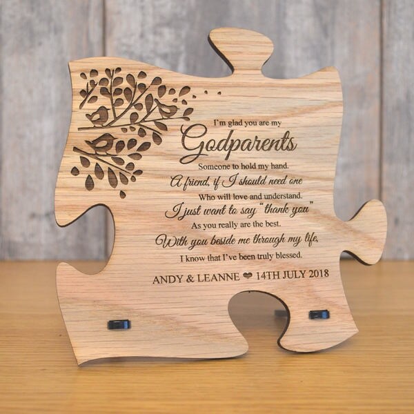 Unique Godparents Gift Wooden Jigsaw Puzzle Plaque, God Parents Present Idea, Godparent Sign, Personalised Personalized Godmother Godfather