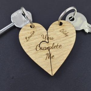 Personalized Wood Jigsaw Keyring Set, Engraved Friendship Gift