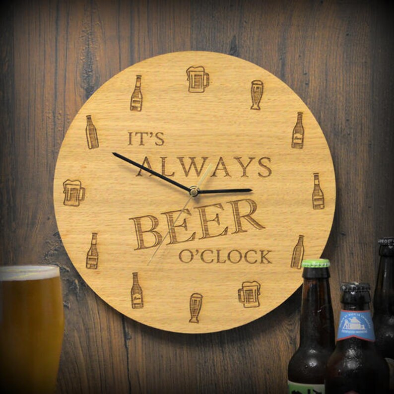 It's Always Beer O'clock Wooden Clock Gift for Beer Etsy UK