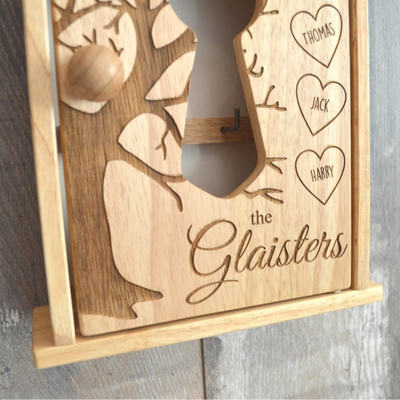 Rustic Personalized Personalised Family Tree Wooden Key Cabinet Cupboard Unique Gift Present Idea