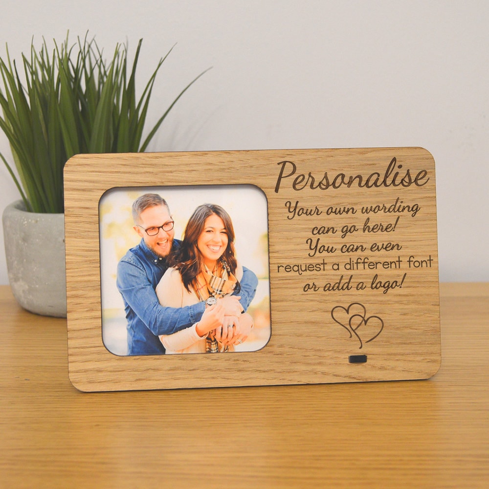 Personalised Oak Wooden Photo Frame Custom Text Wording | Etsy