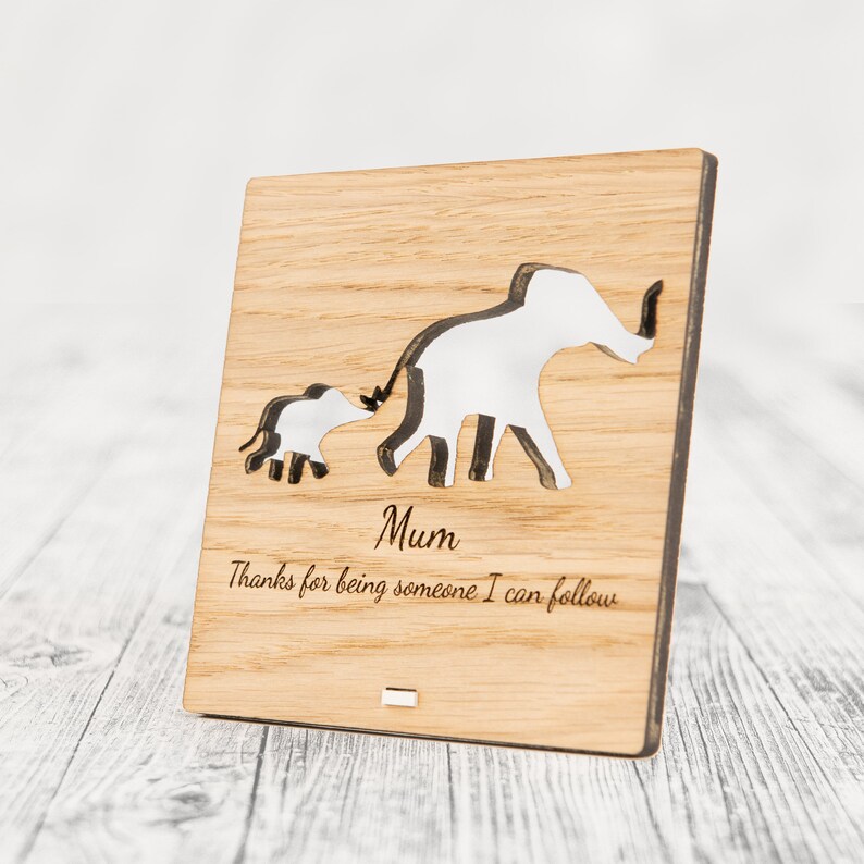 Elephant Mother and Child Wooden Plaque Personalized Mothers Day Sign for Mum Mummy Personalised Elephants Gift Present Idea Mummy Baby image 3