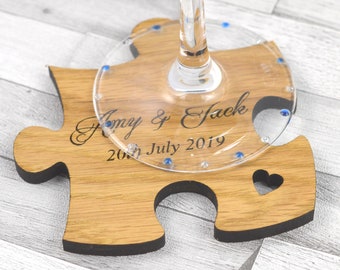 Wooden Wedding Coaster Favours, Jigsaw Puzzle Wedding Place Names,  Unique Personalised Place Cards
